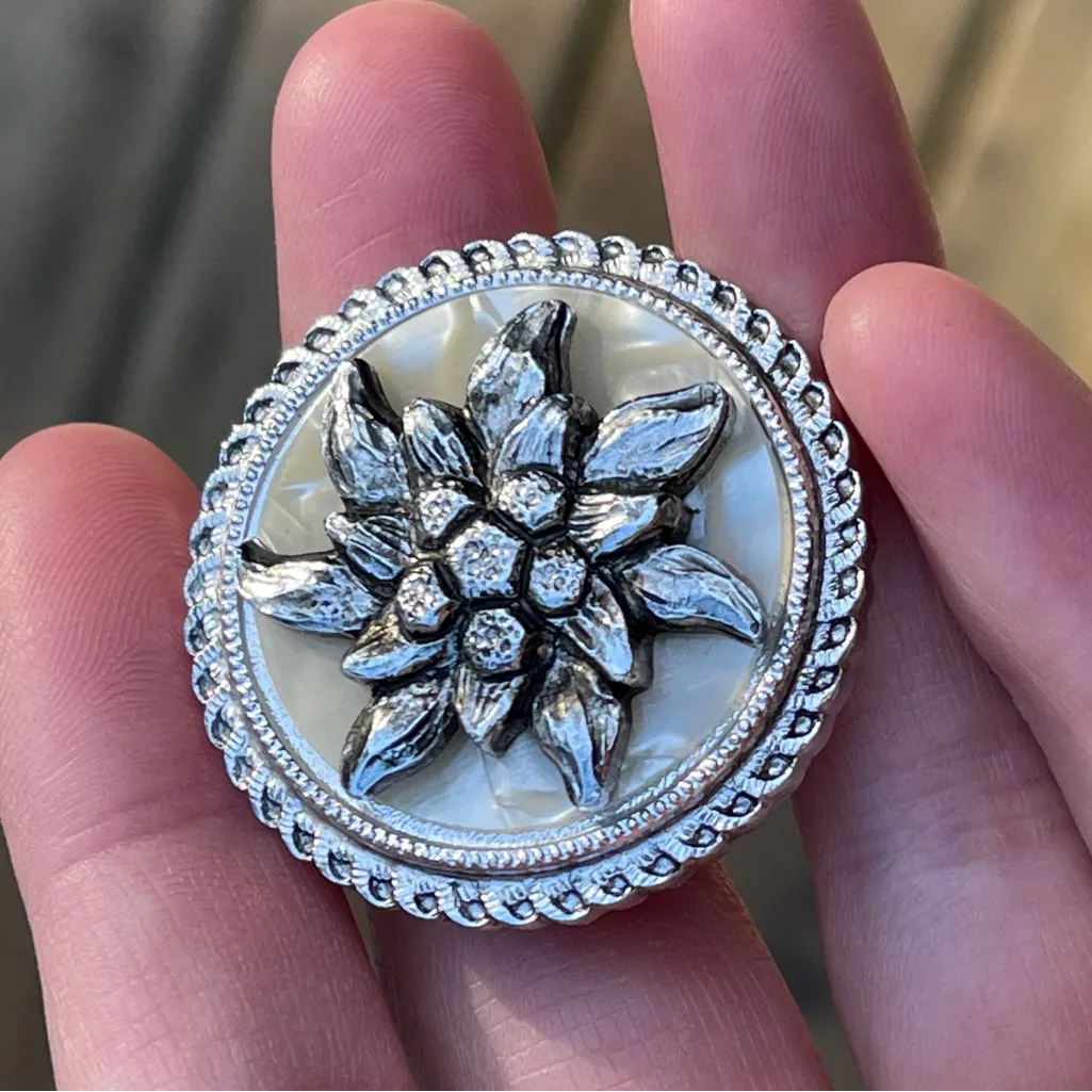 Vintage Gold and Silver Tone Floral Scarf Clip West Germany mop - Image 6