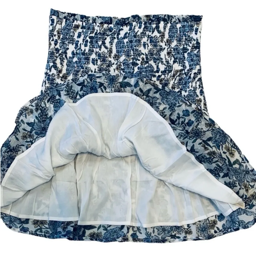 MINKPINK Blue Floral Stretch Waist Mini Skirt Size Large NWT - Image 10