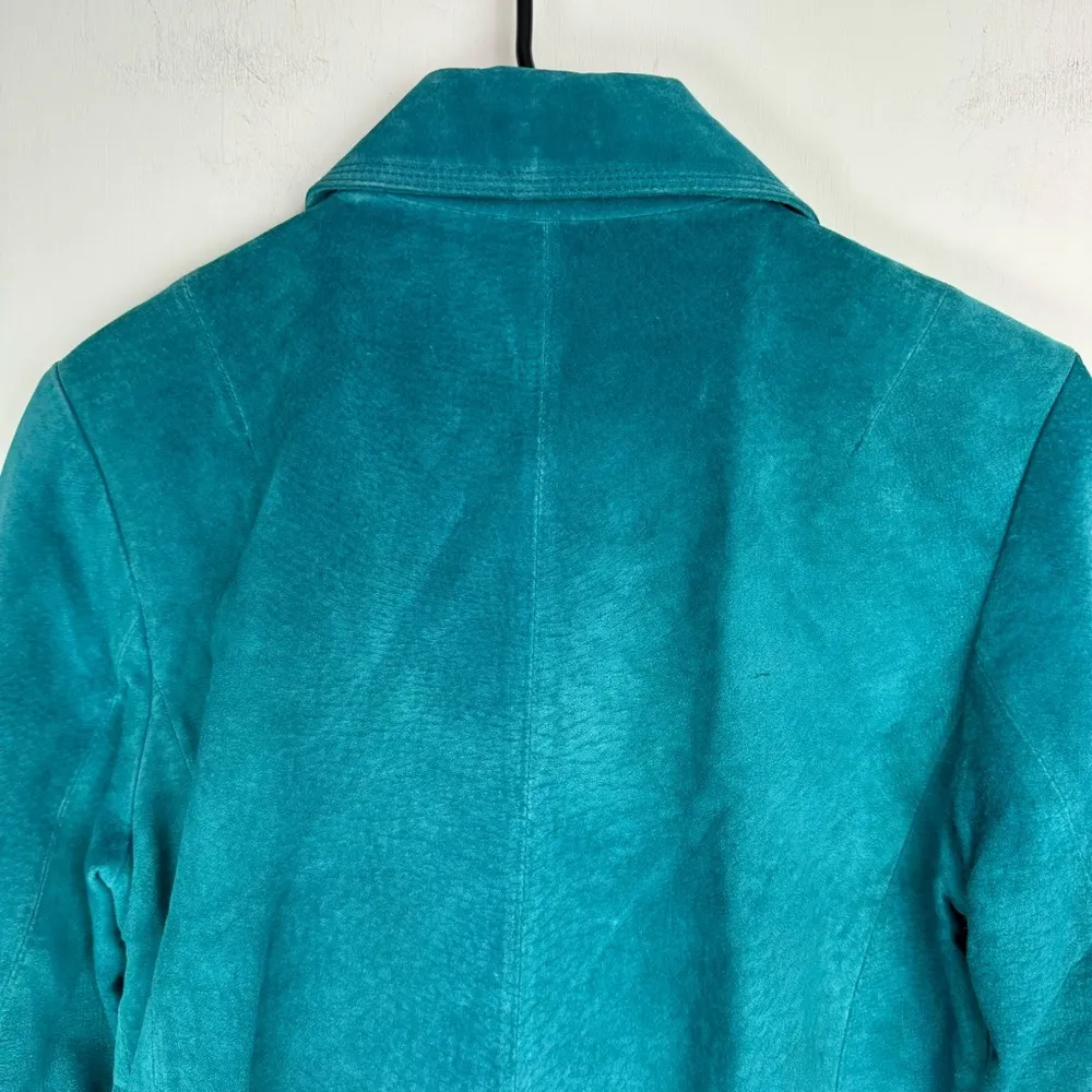 Charter Club Teal Turquoise Blue Leather Jacket Sz Small - Image 10
