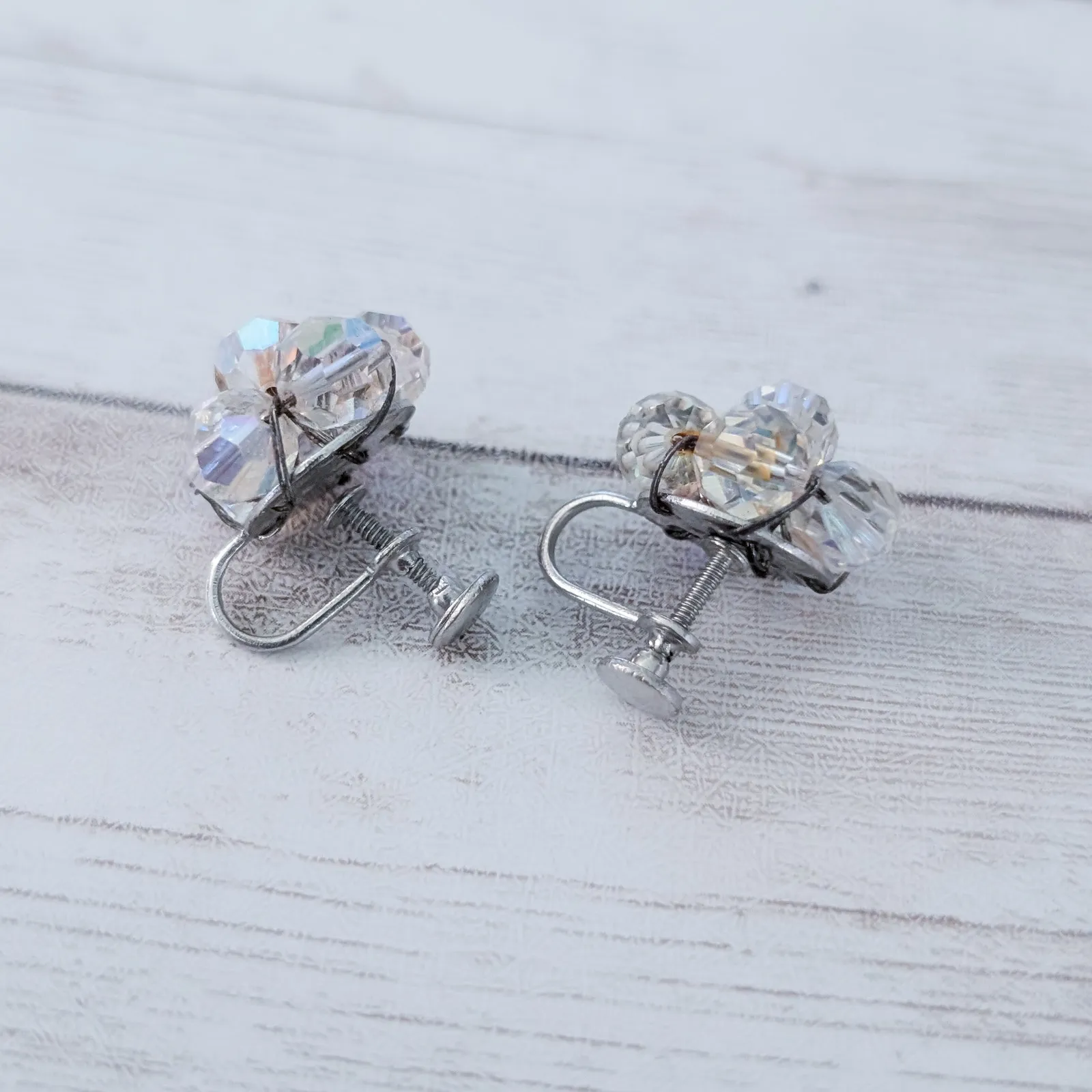 Vintage Screw Back Earrings Iridescent - Image 5