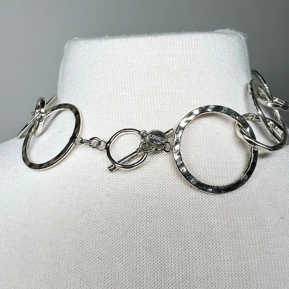 EXPRESS  Women's Fashion Silver Tone Circle Necklace‎ - Image 2