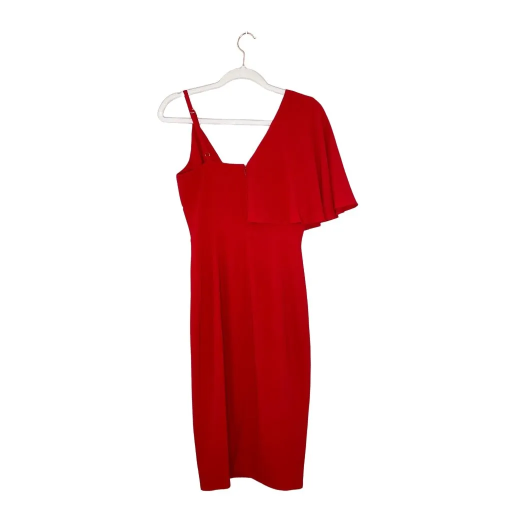 Dress the Population Beth Ruffle Sleeve Dress Size Small Rouge Red Midi New - Image 4