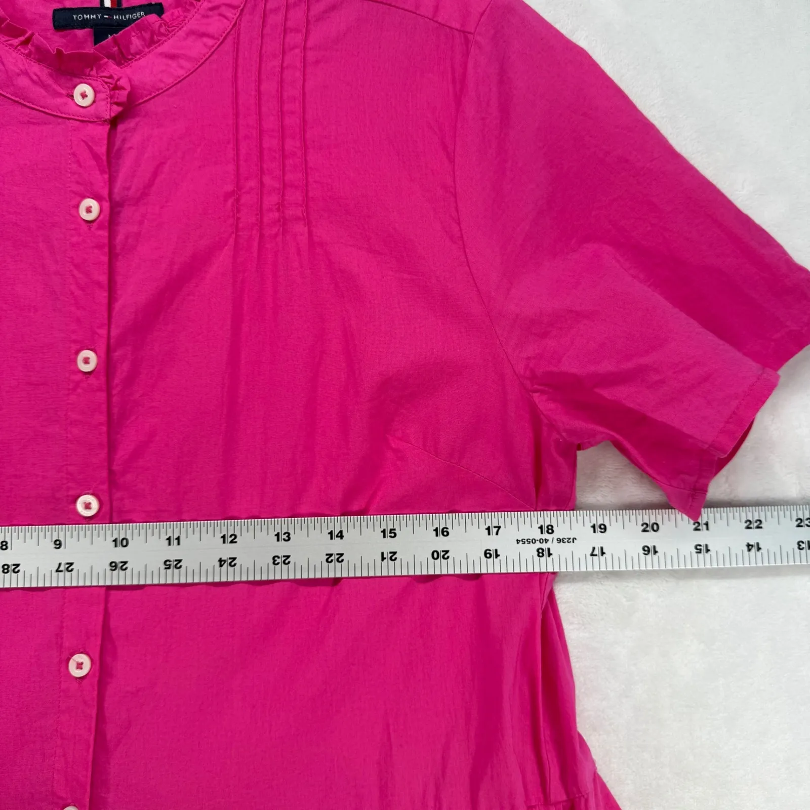 Tommy Hilfiger Tiered Dress Casual Cotton Short Sleeve‎ Pink Size M - Image 2