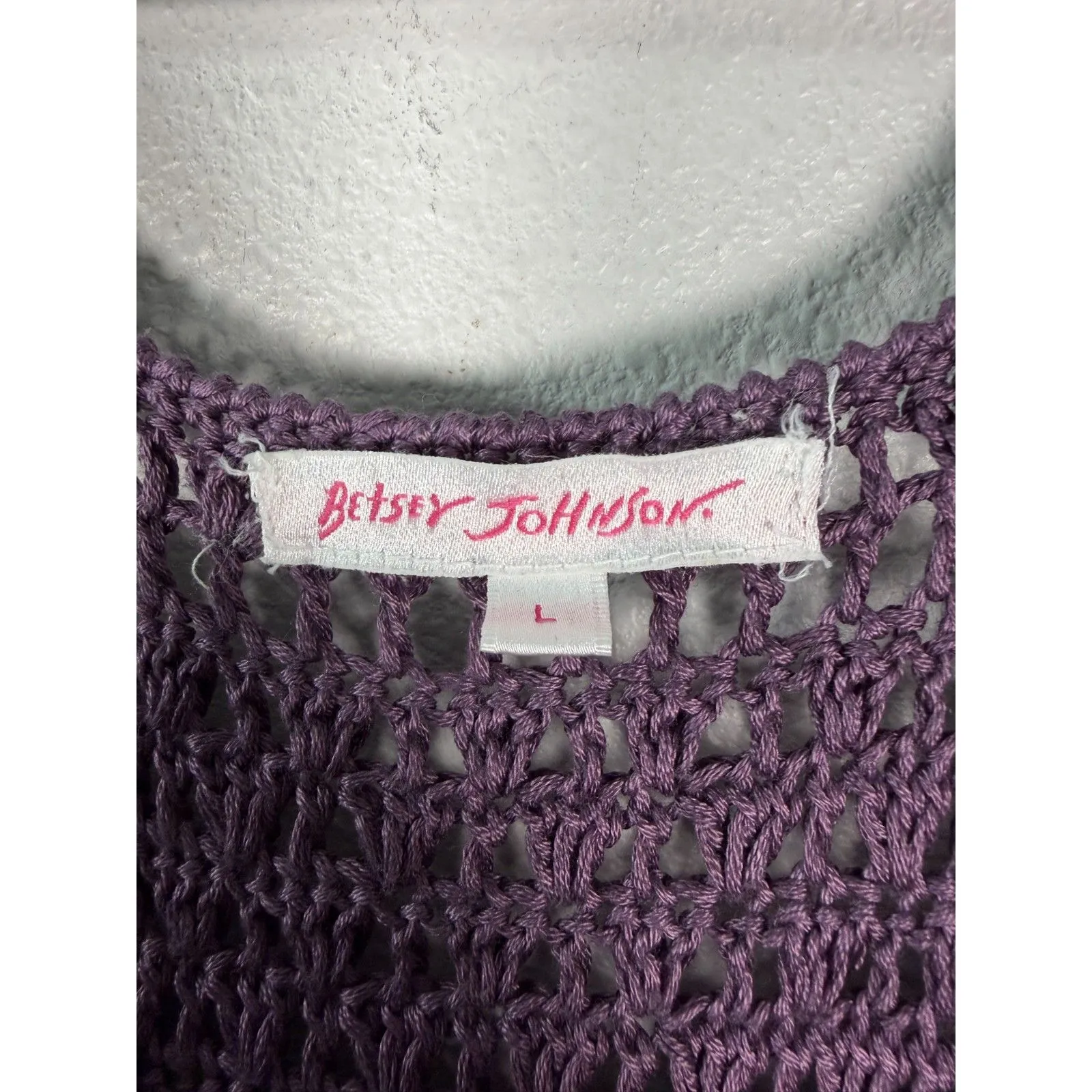 Betsey Johnson Vintage Y2K Purple Lace Crochet Peplum Knee Length Dress Large - Image 3
