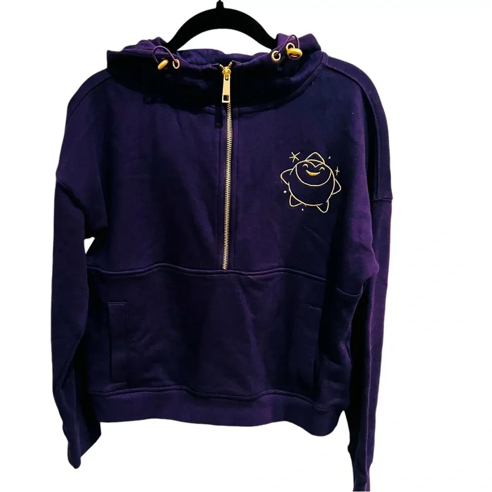 Disney Hoodie Womens Purple Gold Wish Star Look Up Half Zip Size Small - Image 8