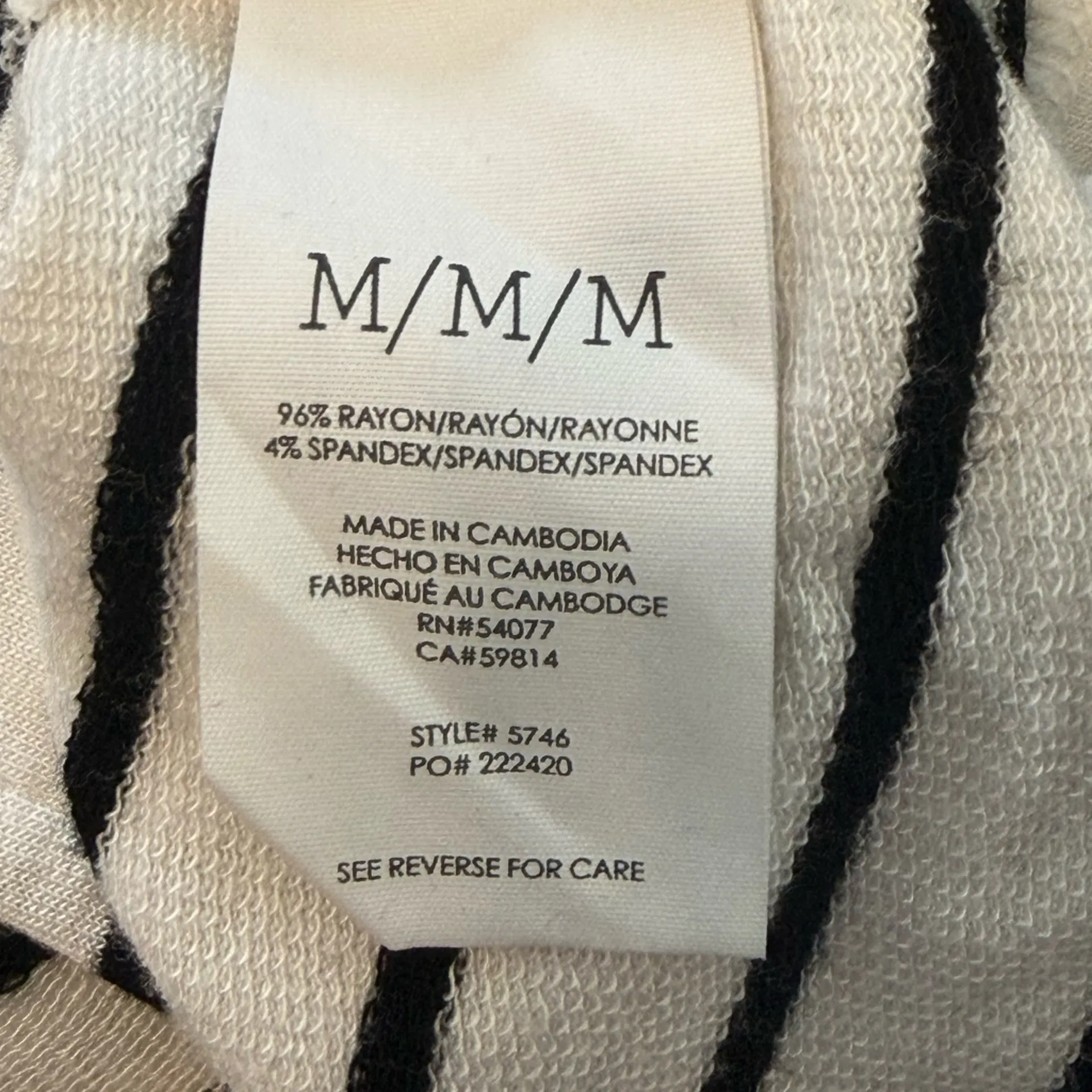 Cabi Relaxed Game Day Sweatshirt in French Terry Black & White Stripes Sz Medium - Image 8