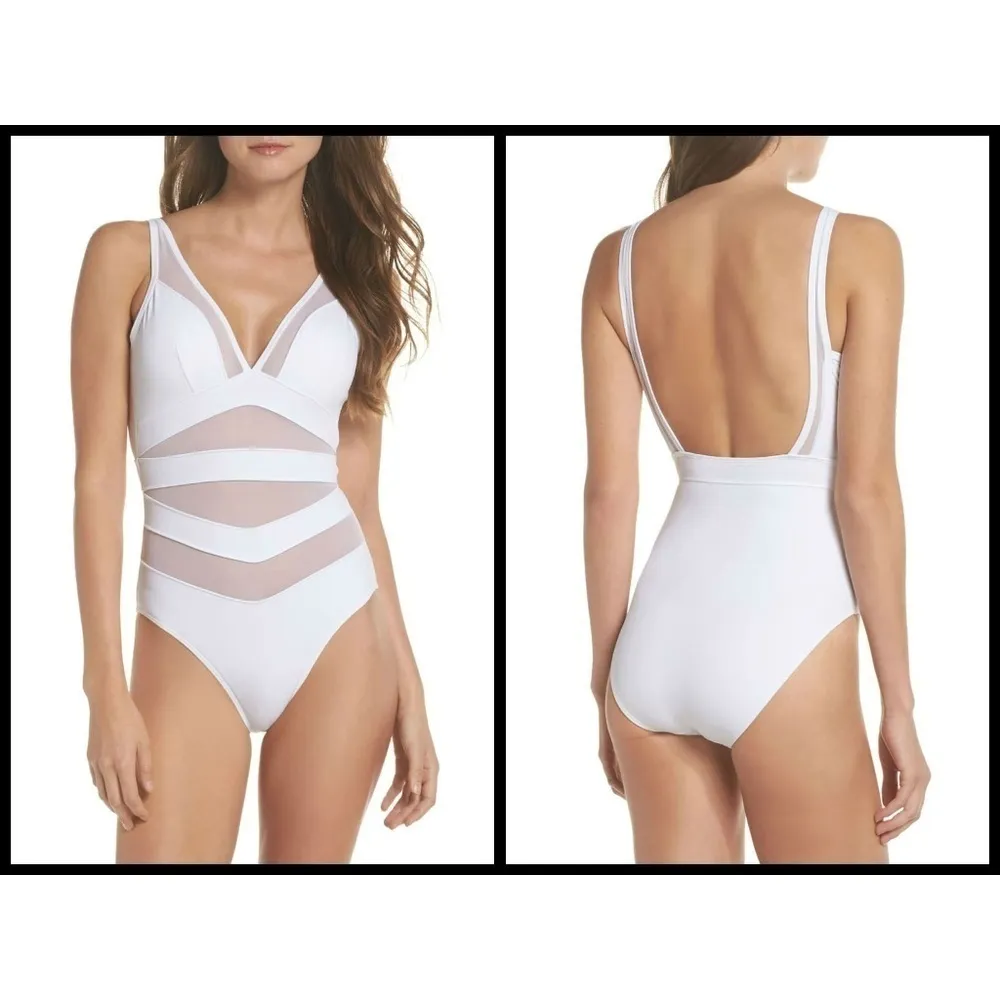 💕TED BAKER💕 White Mesh Panel One-Piece Swimsuit - Image 2