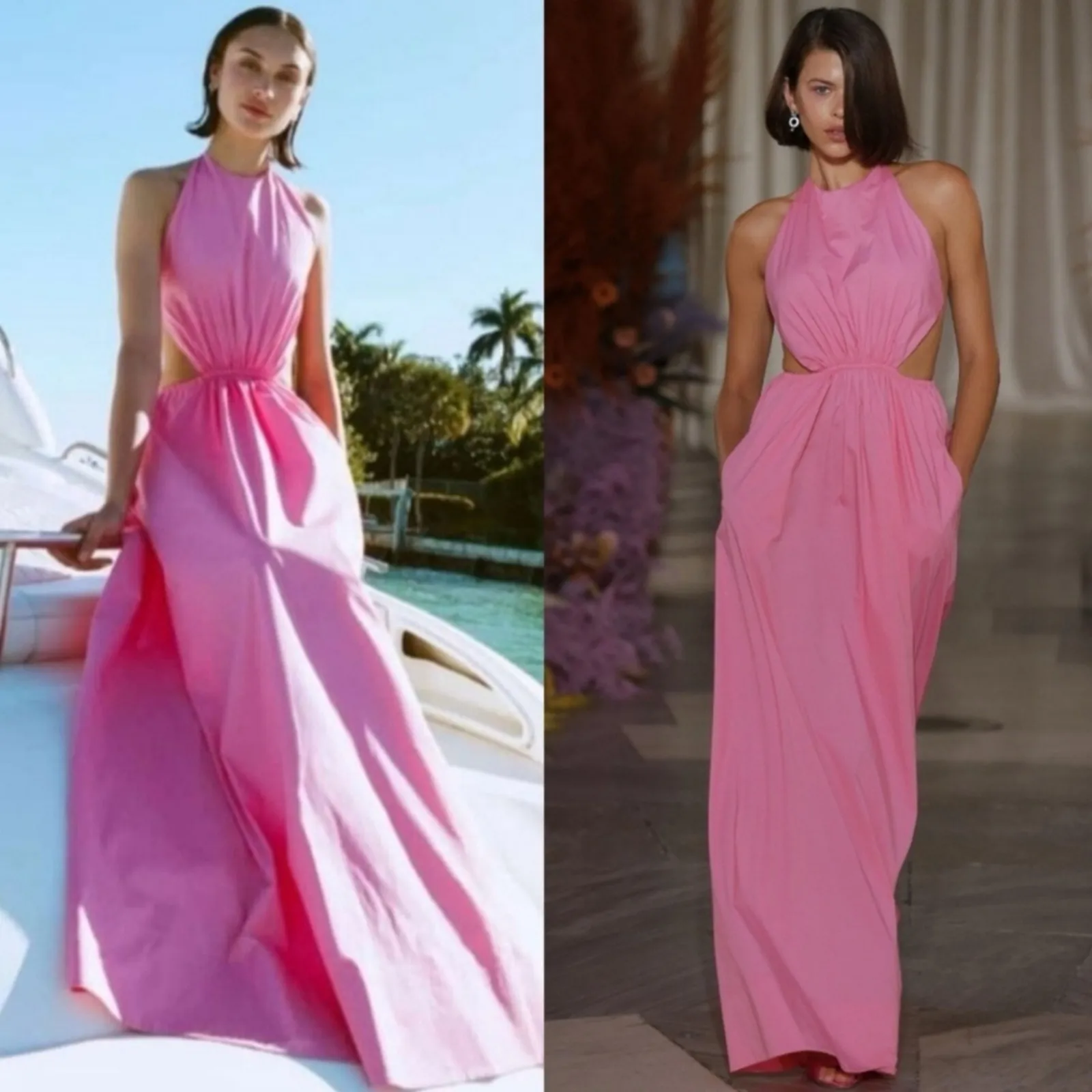 Staud‎ Apfel Pink Halter Open Back Maxi Dress - Tie Back Halter Dress Size XS - Image 2