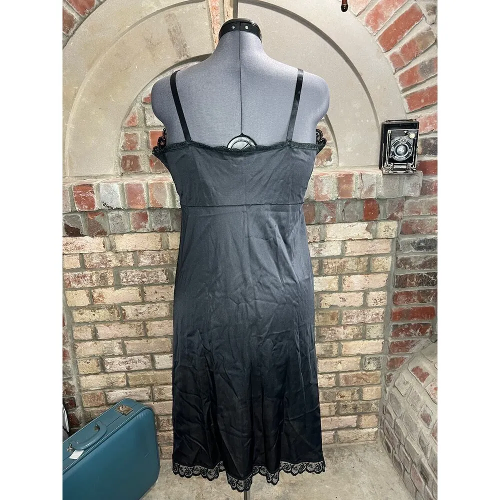 negligee slip Vintage black nightgown Size XL - Image 6