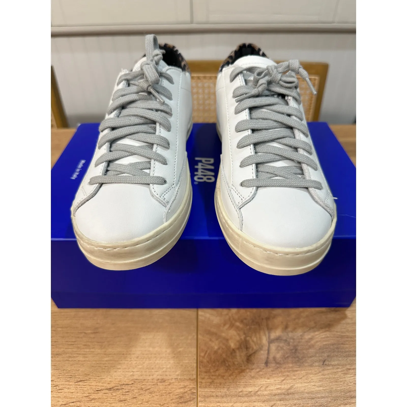 P448 John Sneakers Cheetah Accent Leather Upper Size 36 EU 6/6.5 US NIB Italian - Image 6