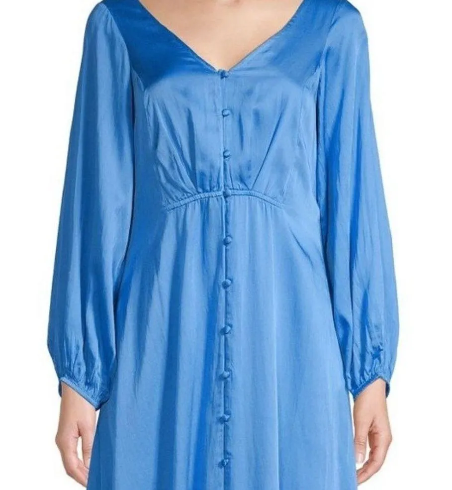 Free People Midi Dress Satin V-Neck Open Cross Back Size 2 New w/Tag - Image 4