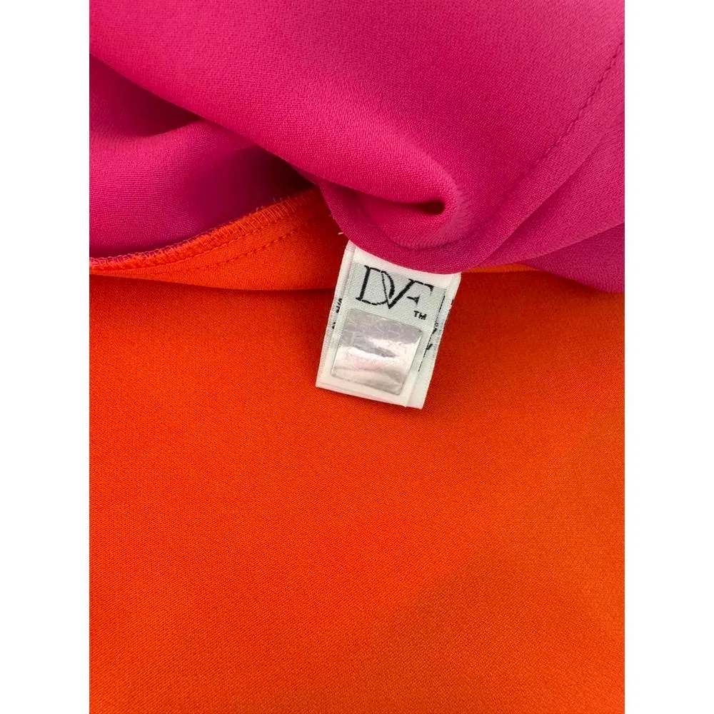 Diane Von Furstenburg DVF Kera Combo Halter Dress Vivid Pink/Orange Women sz 14​ - Image 12