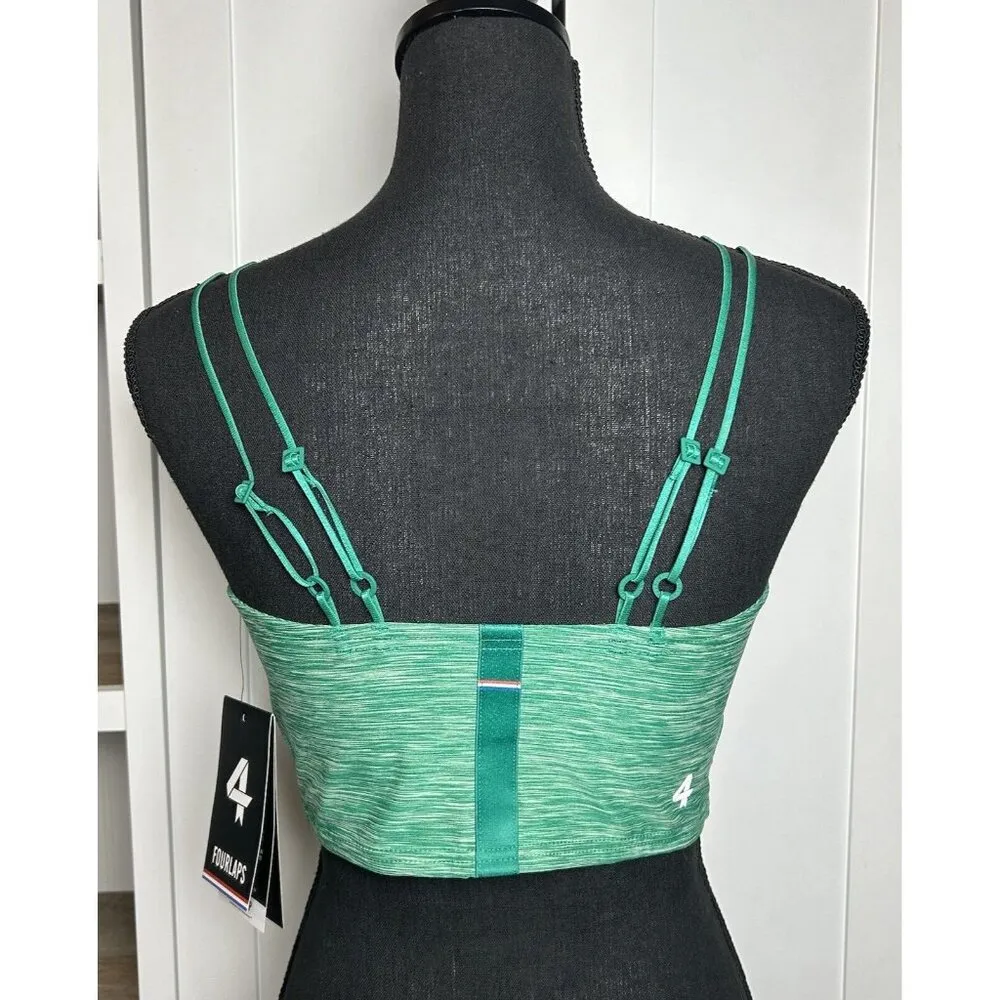 FourLaps‎ Poise Longline Sports Bra Womens Medium Emerald Space Dye NWT $54. Green - Image 4