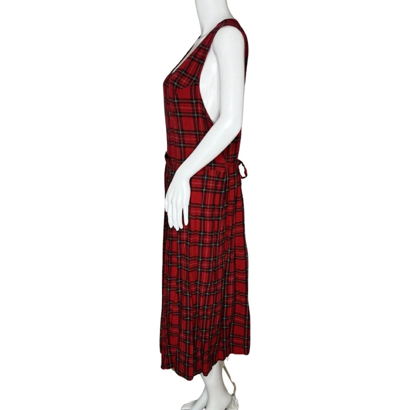 KDK‎ Designs Dress Womens XL Black Red Plaid Midi Classic Preppy Cabin Vintage - Image 3