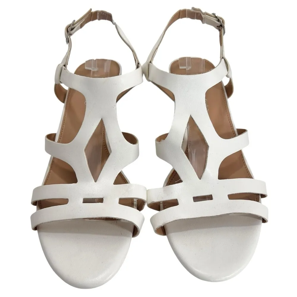 Pesaro “Gina” White Strappy Wedge Sandals White Size 11 - Image 11