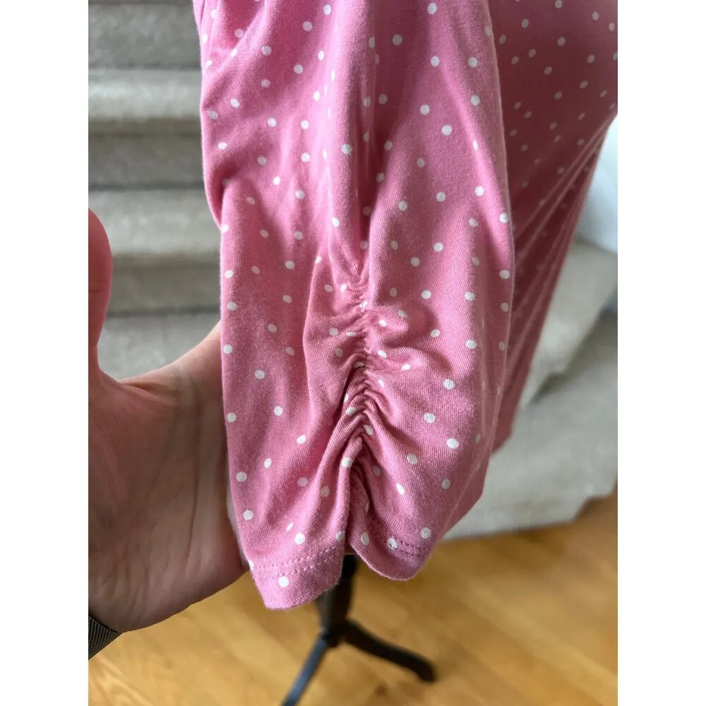 Boden Jane Bubblegum Pink & White Polka Dot 3/4 Sleeve Blouse Size 14 - Image 4