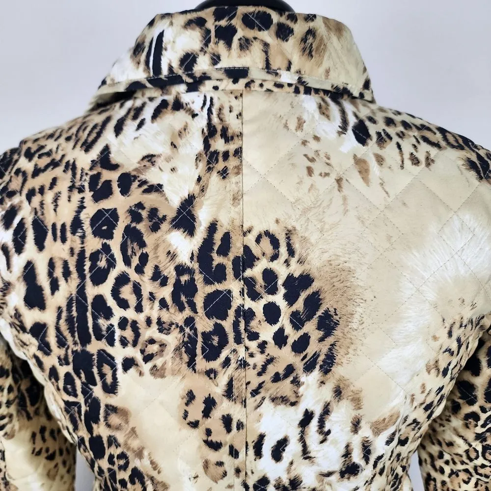 Dana Buchman Quilted Jacket Animal Print Leopard Lightweight Blazer Size M - Image 13