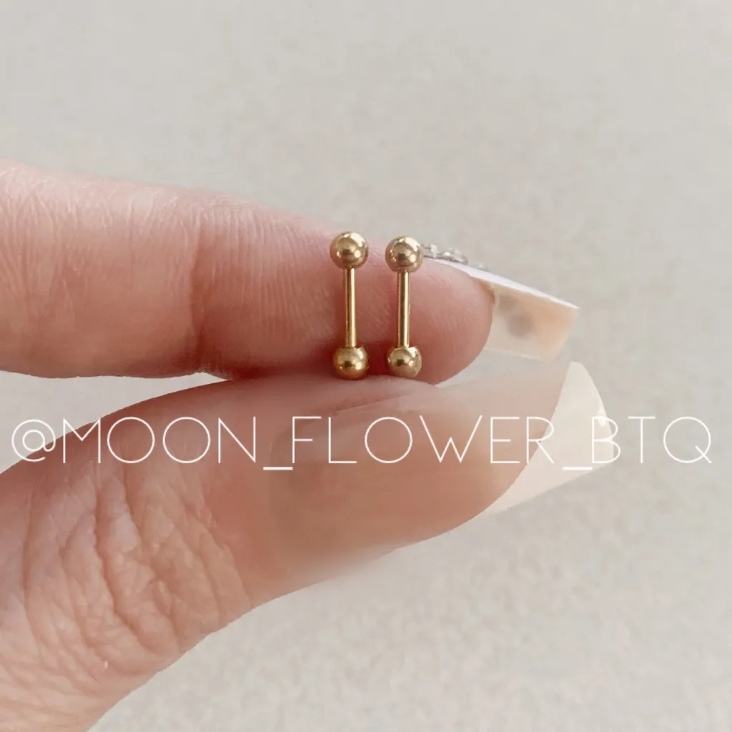 Tiny Gold Barbell Earrings 18G – Hypoallergenic 316L Stainless Steel - Image 5