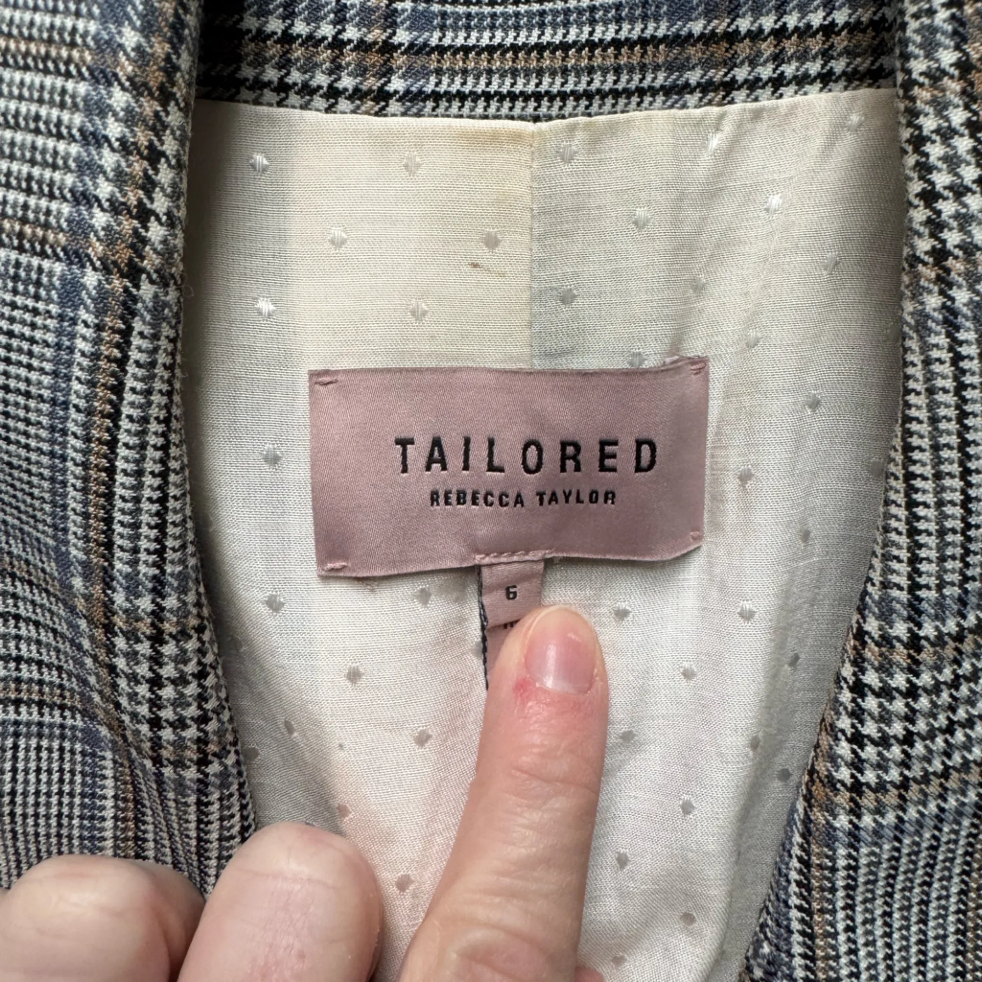 Tailored Rebecca Taylor Gray Checkered Blazer 6 - Image 2