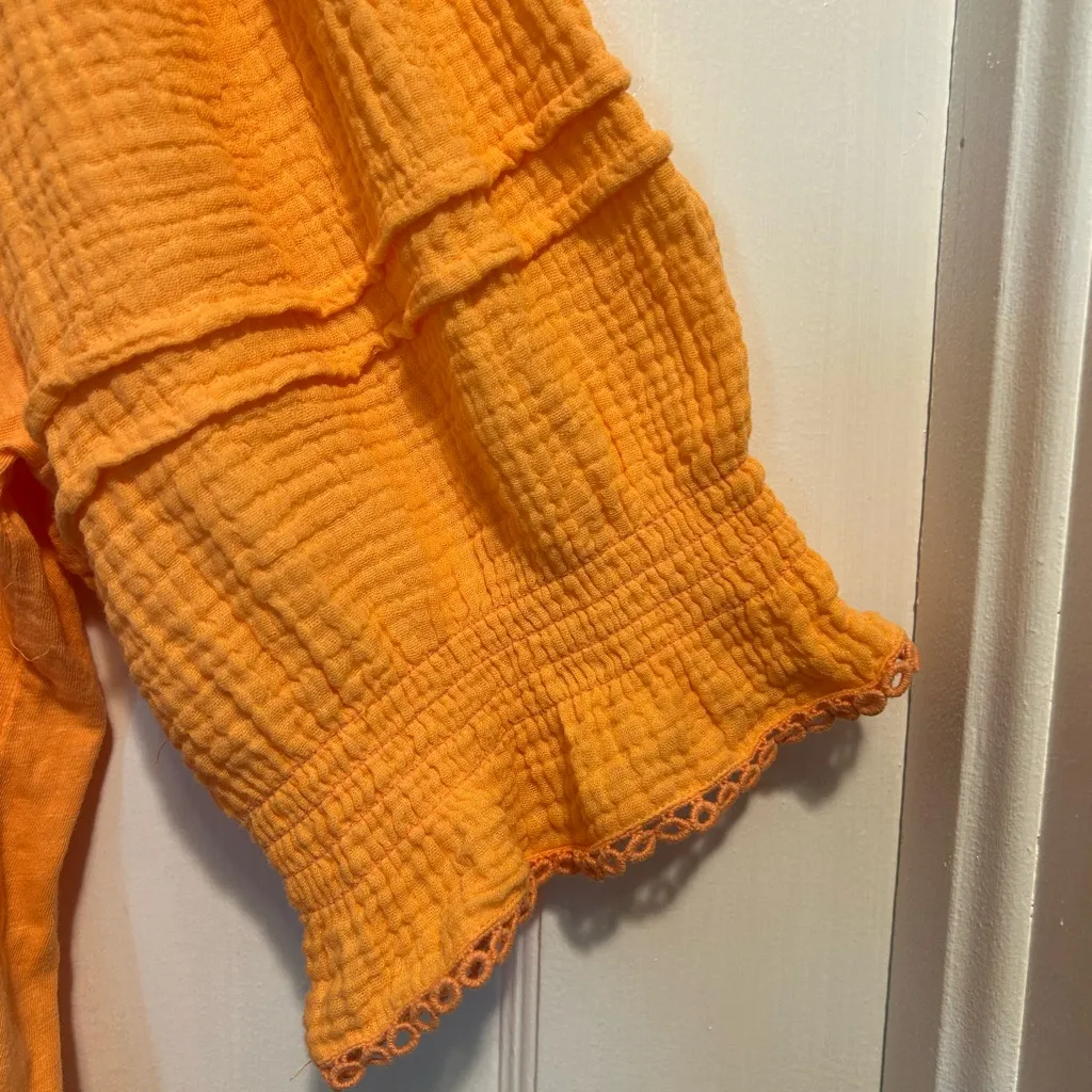 Wonderly 1X Women’s Orange Button-UpTop With Detailed Sleeve - Image 4