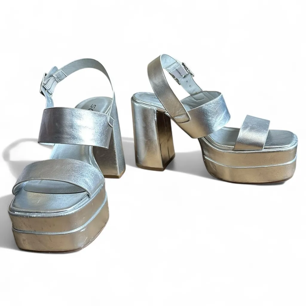 Soda Metallic Silver Platform Heels Size 6 - Y2K Style - Image 4