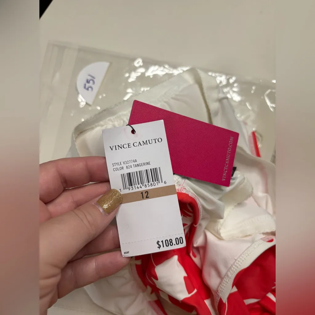 Vince Camuto Floral Printed One Shoulder One-Piece Swimsuit Ruched Size 12 New - Image 4