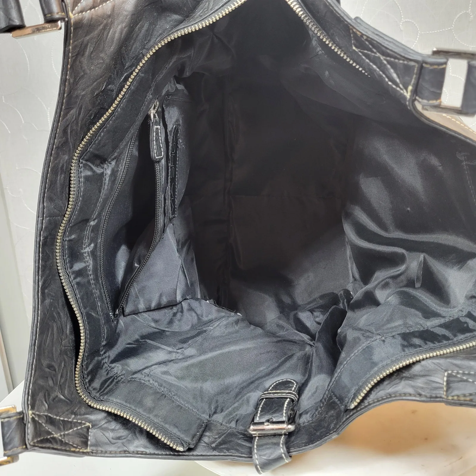 Via Spiga‎ Womens Shoulder Bag Large Black Patent Leather Pockets Lined Hobo - Image 16