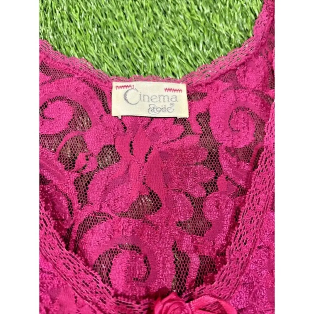 Cinema Etoile Women's Vintage Pink sheer lace babydoll Dress‎ Lingerie Medium - Image 3