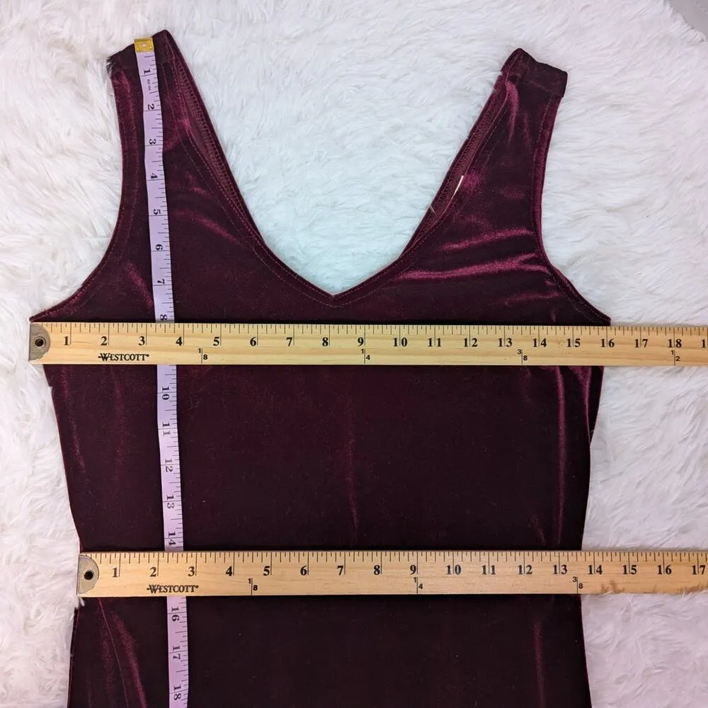 Y2K Vintage Velvet Sleeveless Midi Dress Kathie Lee Maroon Size M Red Size M - Image 12