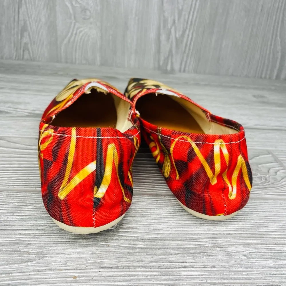 comedy and tragedy casual shoes slip on flats unique w 10 m 9 funny sad shoes Red - Image 8
