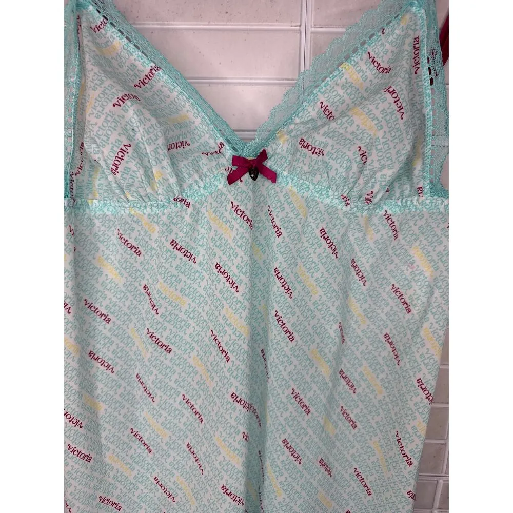 Victoria’s Secret Camisole Women’s Medium Light Blue Pout Satin Lace - Image 3