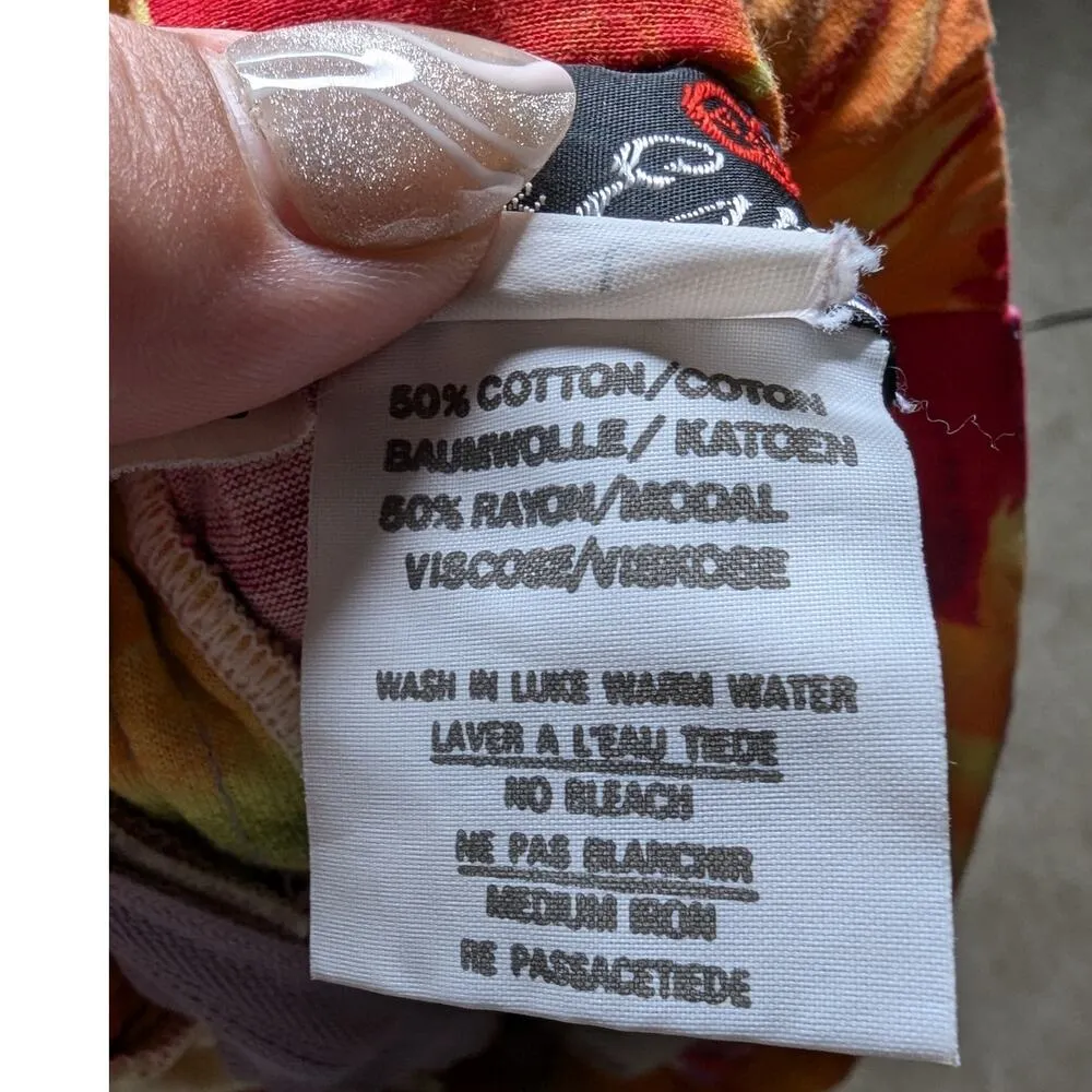 Vtg 1990s Adam & Eve Pink Purple Watercolor Floral Jersey Knit Maxi Skirt L Size L - Image 5