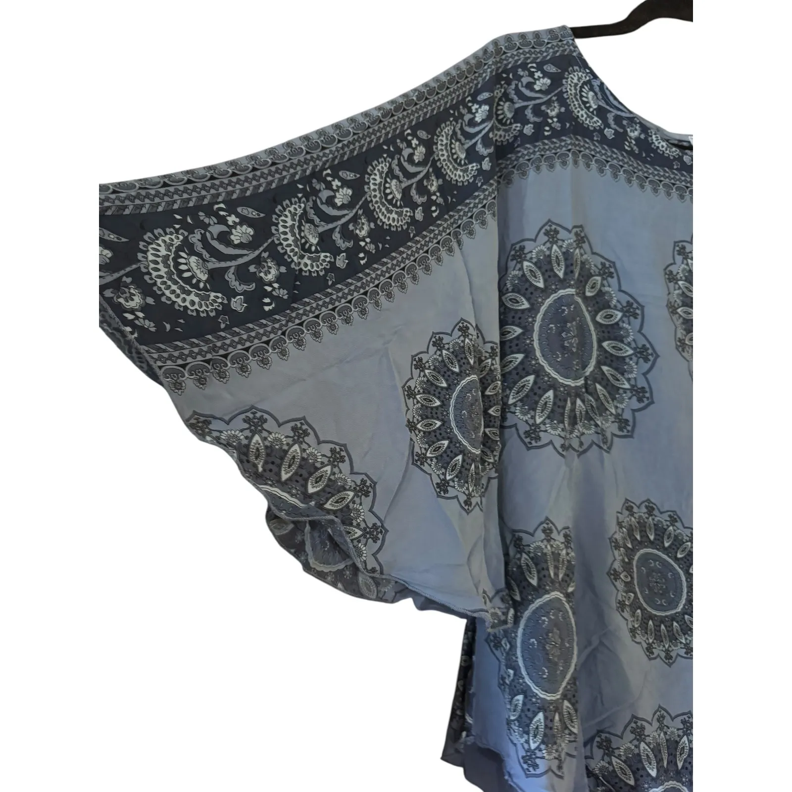 Piazza Italia Woman Made in Italy Blue Floral Paisley Print Top Blouse XL - Image 2