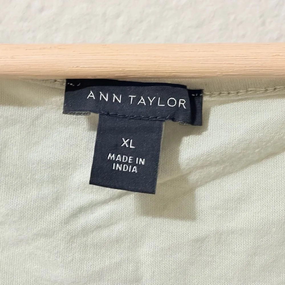 Ann Taylor Blouse Womens XL Green Smocked Peasant Puff Sleeve Boho Chic - Image 6