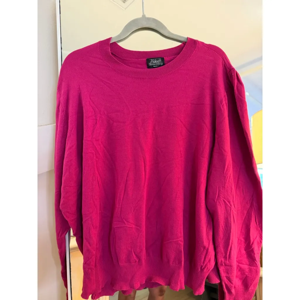 NEW Magenta Abbott Knit Pullover Gigi's Long Sleeve Lightweight Sweater 3X $44 Pink - Image 2