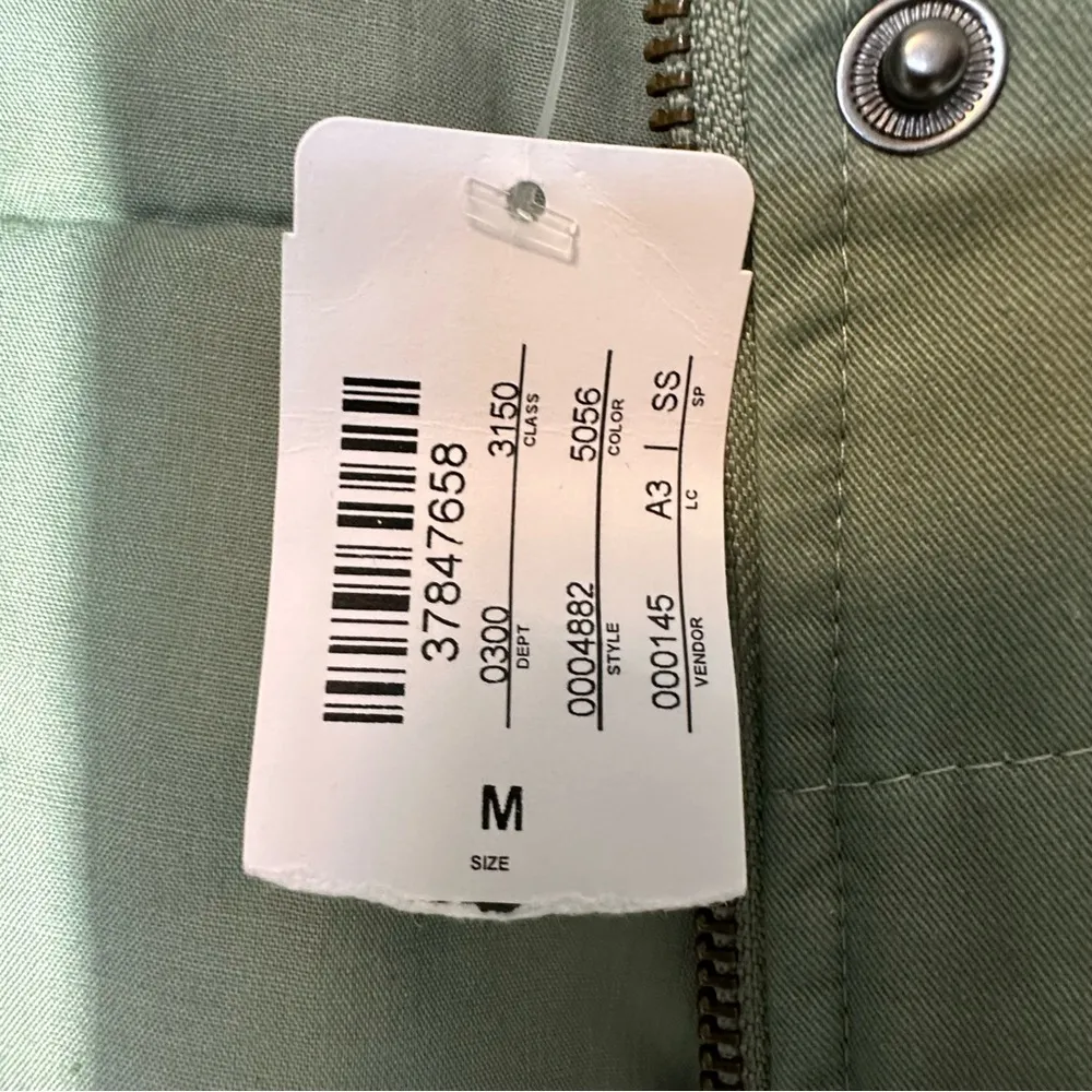 New Christopher & Banks Jacket Sage Green Quilted Snap Barn Coat Pockets Cotton - Image 7