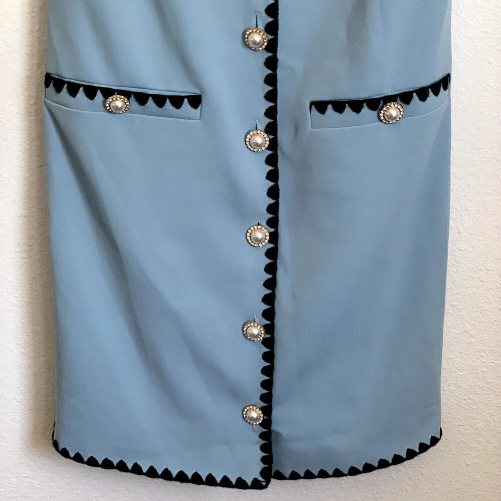 NWT Alexia Admor Jaiya Short Sleeve Button Front Dress in Halogen Blue - Image 6