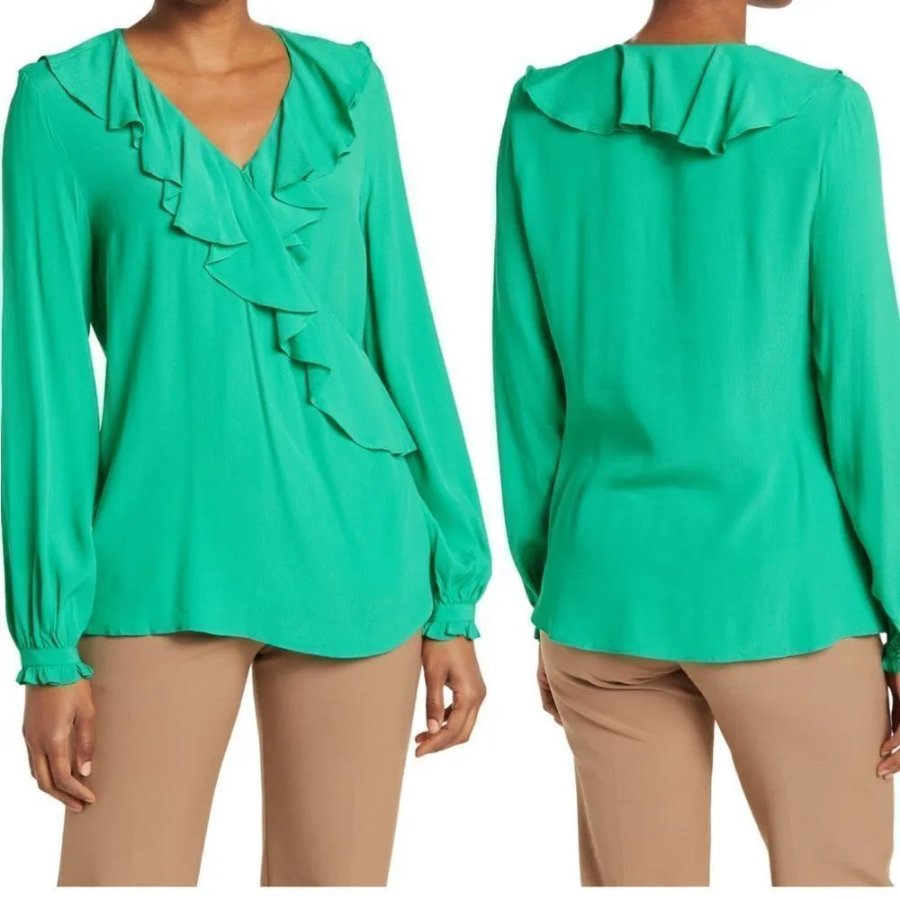 ‎Crisscross Overlay Ruffled Top - Image 4