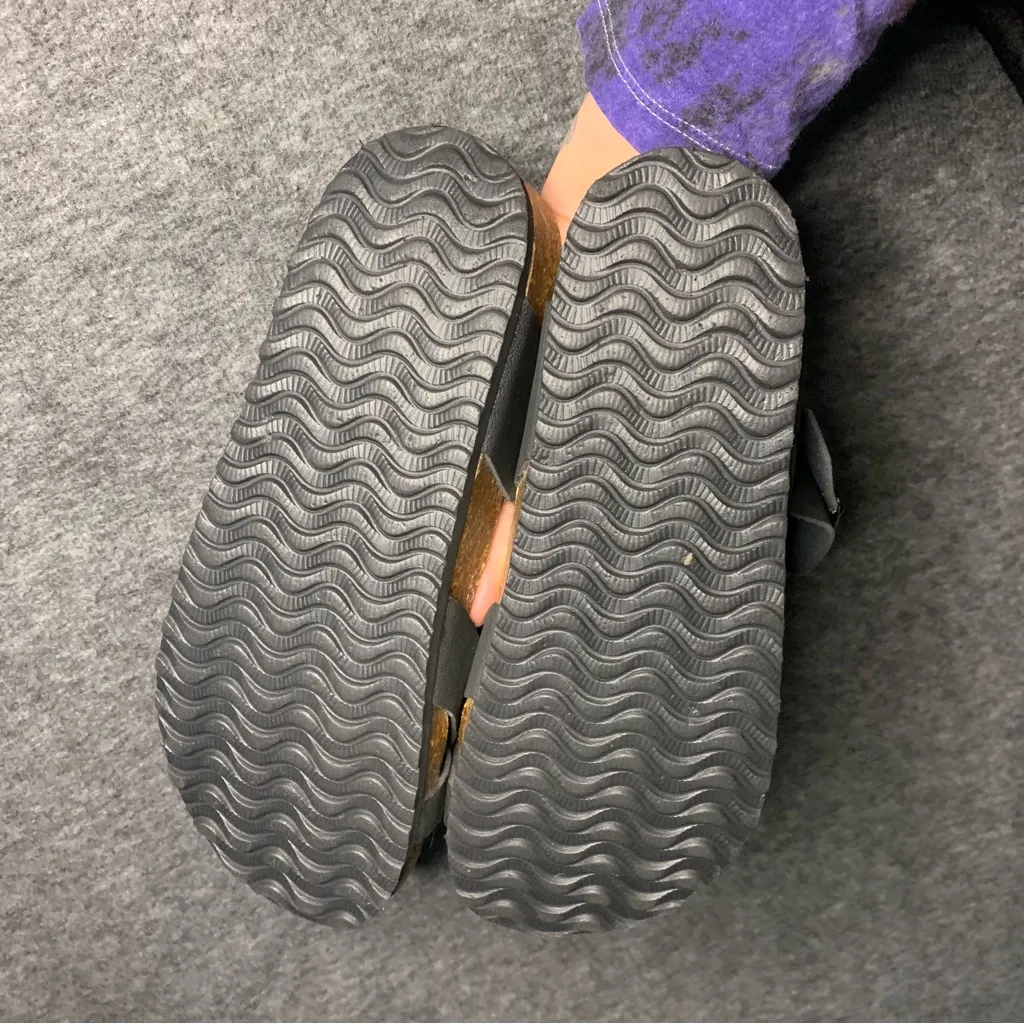 Womans Black Strap Cork Footbed Sandals Size 8.5 - Image 3