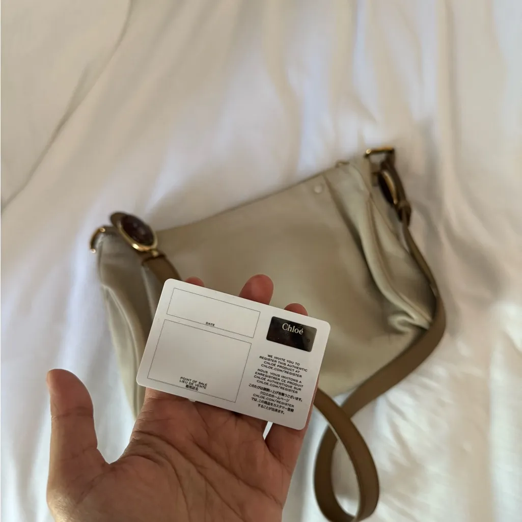 Chloe Cream Brown Stone Detailing Bag Purse Leather Quiet Luxury - Image 13