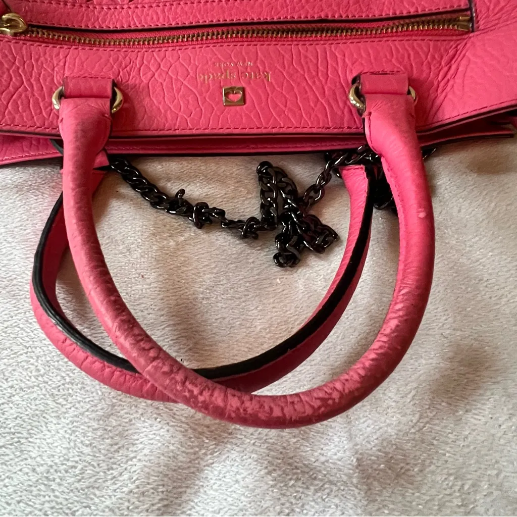 Kate Spade Pink Perri Lane  leather satchel with after market chain - Image 5
