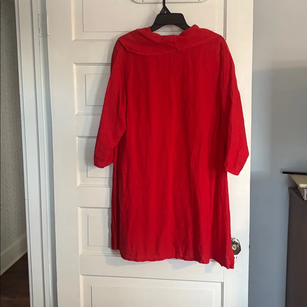 Matchpoint Red Linen Cover Up Dress Size M - Image 4