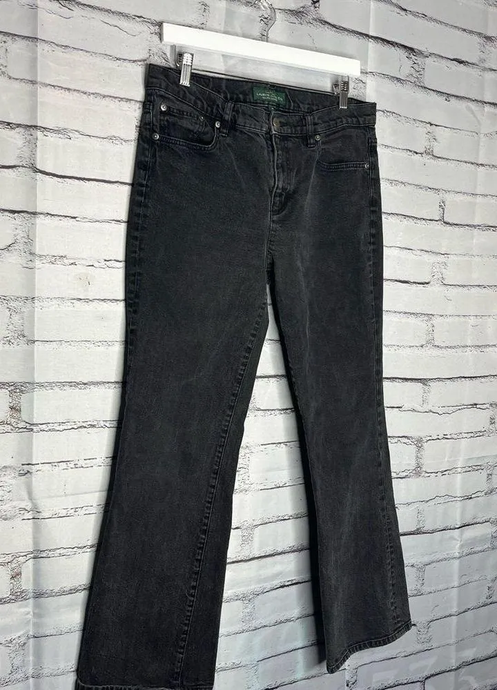 Lauren Ralph Lauren Black Classic Bootcut Jeans Sz 14 Stretch Denim Mid - Image 2