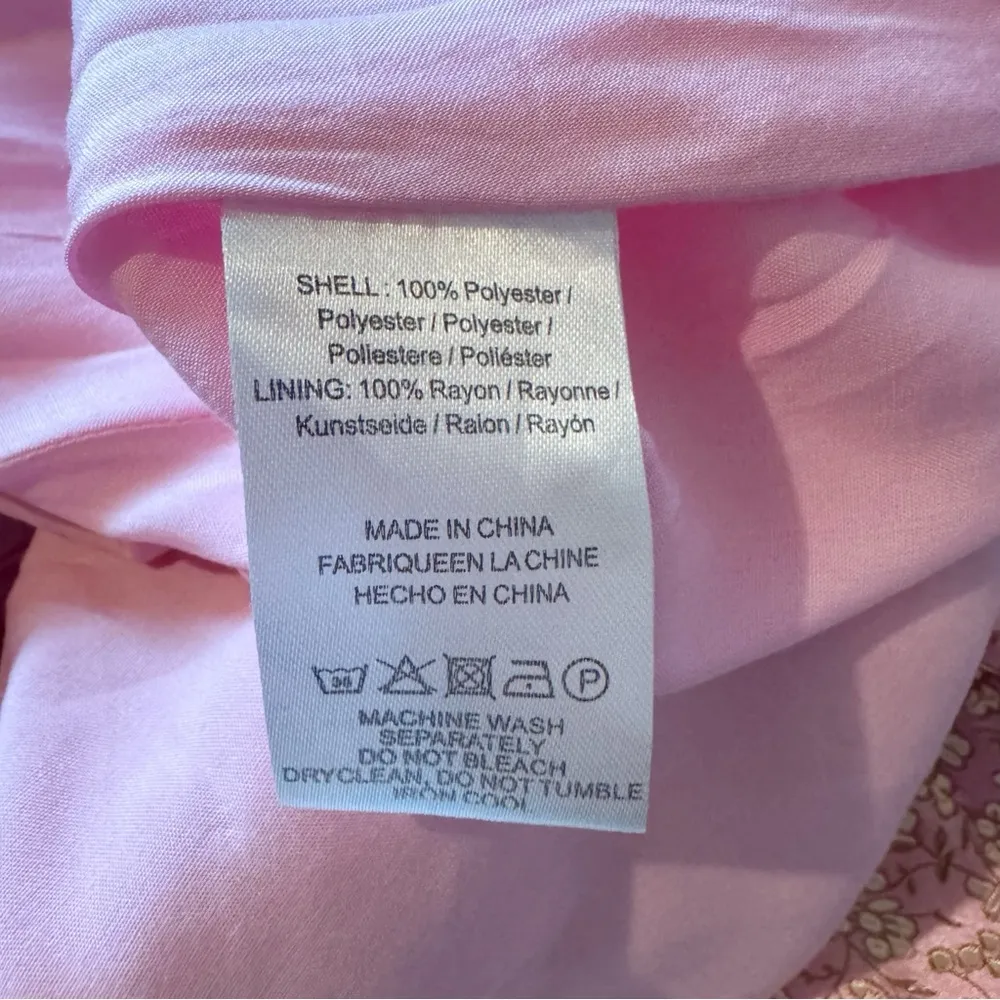 SAU LEE Arabella Mini Dress in Candy Pink Jacquard Floral Bow Puff Sleeve US 8 - Image 9