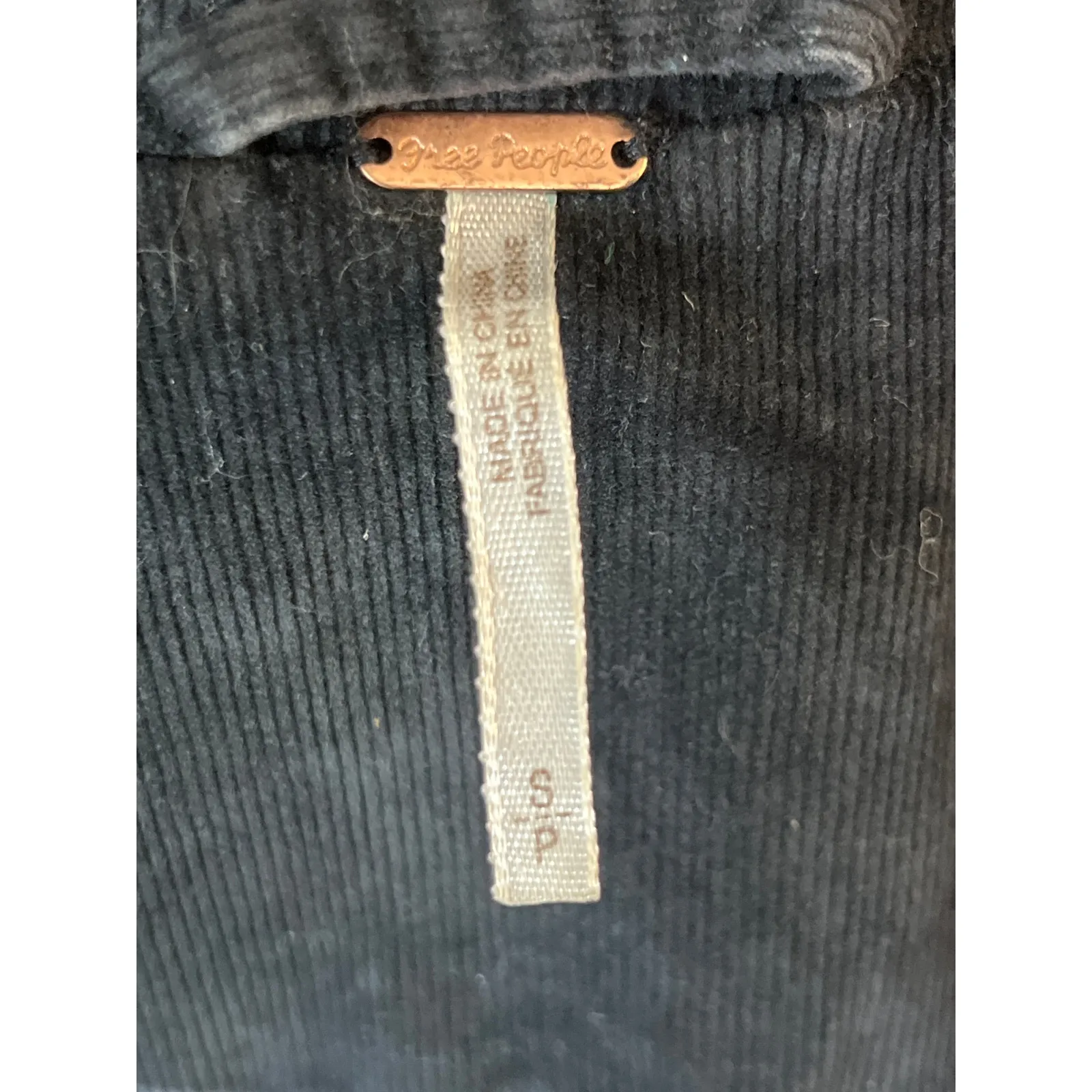 Free People Black Corduroy Blazer Metal Buttons Fitted Jacket Sz 6 - Image 2