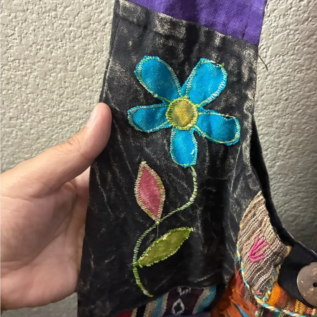 Colorful Boho Patchwork Crossbody Bag Blue - Image 10