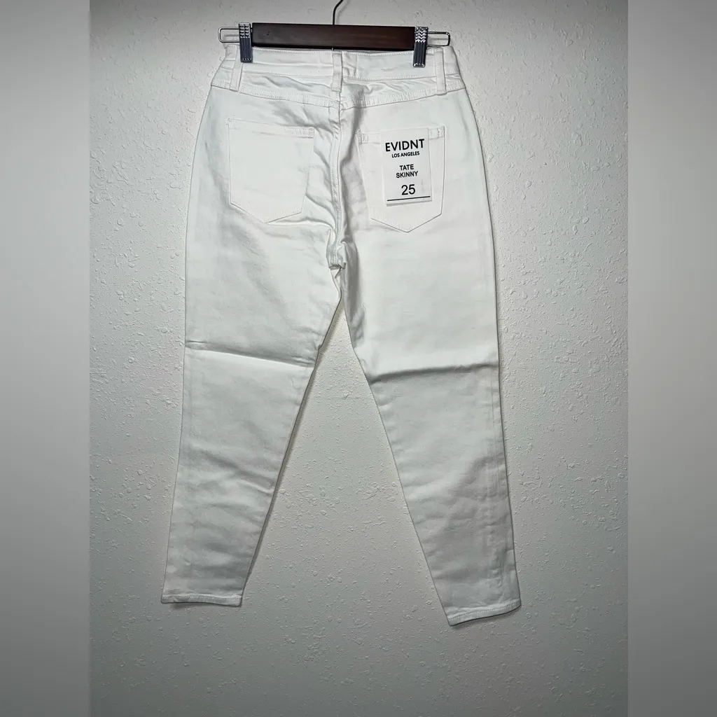 Anthropology EVIDNT Los Angeles Tate Skinny Denim White‎ Jeans Womens Size 25 White - Image 2