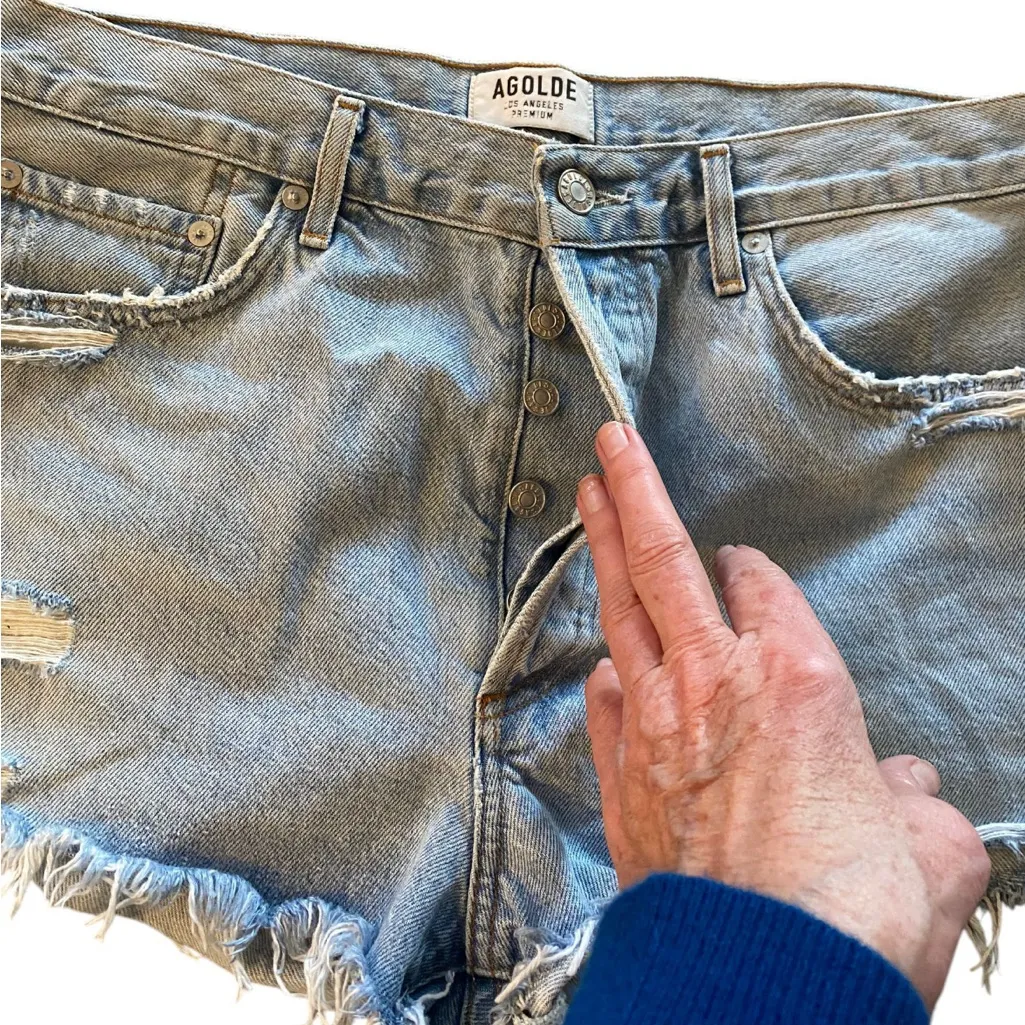 Agolde Cutoff Bitter Button‎ Fly Jean Shorts Sz 31 - Image 6