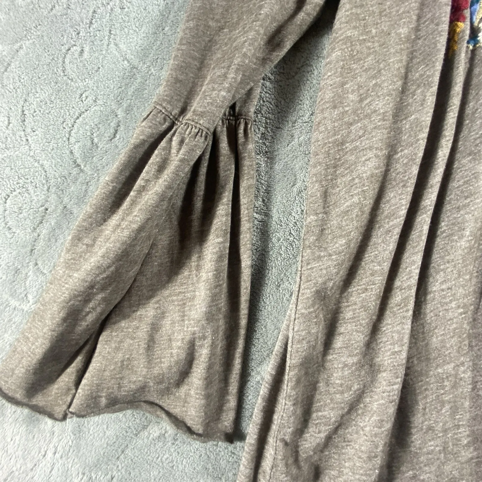 Johnny Was Womens Brown Darielle Embroidered Top Medium Flute Sleeve Boho Unique - Image 7