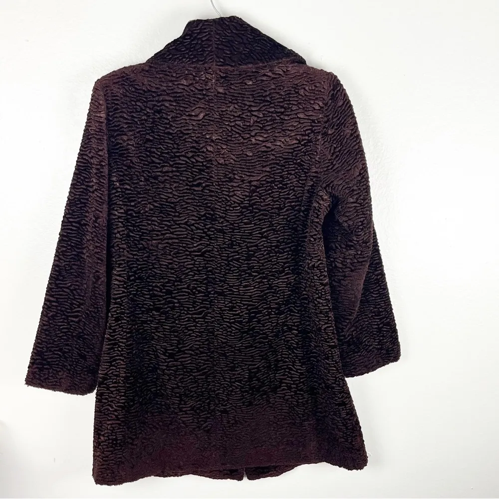 CALVIN KLEIN Burgundy Textured Lined Trench Coat, Size Medium - Image 2